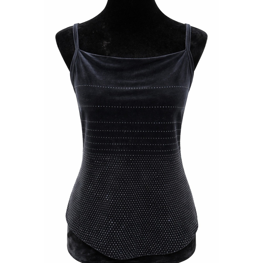 CDC Signature Collection Womens Sparkle Evening Wear Tank Top Large Black Velvet